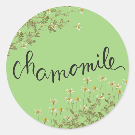 Chamomile bloemen ronde sticker (Voorkant)