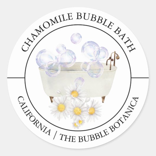 Chamomile Bubble Bath-etiket Ronde Sticker (Voorkant)