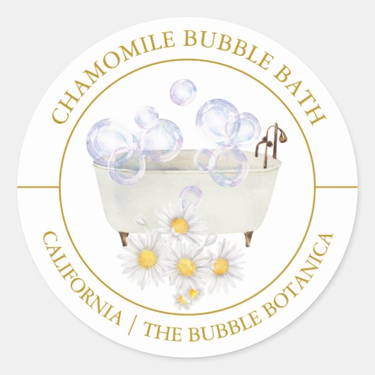 Chamomile Bubble Bath-etiket Ronde Sticker (Voorkant)