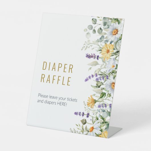 Chamomile & Eucalyptus Shower Diaper Raffle Sign Reclamebord Met Voetstuk (Voorkant)