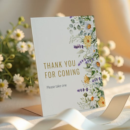 Chamomile & Eucalyptus Thanks for Coming Reclamebord Met Voetstuk