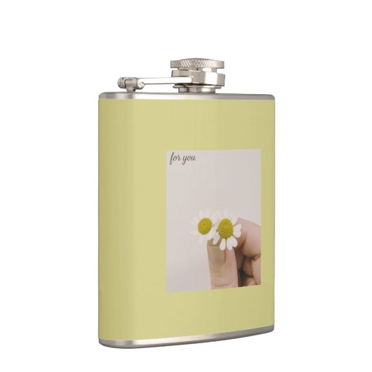 “Chamomile Floral Vinyl Flask – ‘For You’  Heupfles (Rechts)