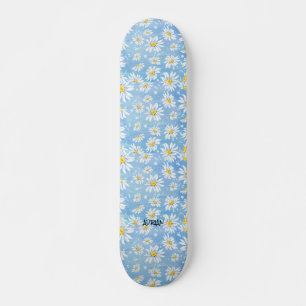 Chamomile Flower Blue & Name of Text Persoonlijk Skateboard