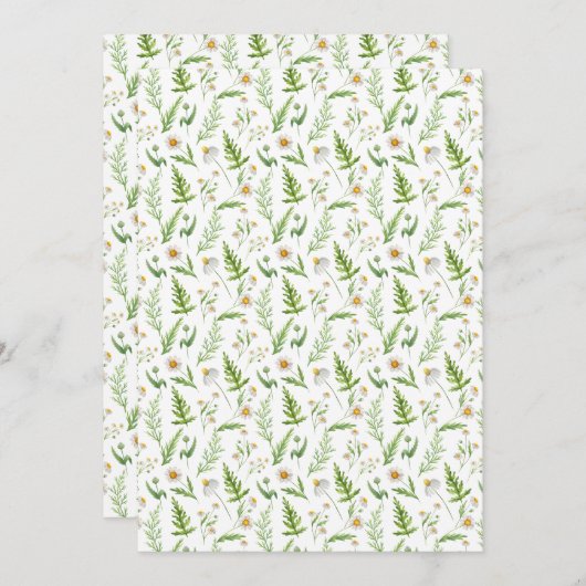 Chamomile Flower Botanical Rustitern Pattern Feestdagenkaart (Voorkant / Achterkant)