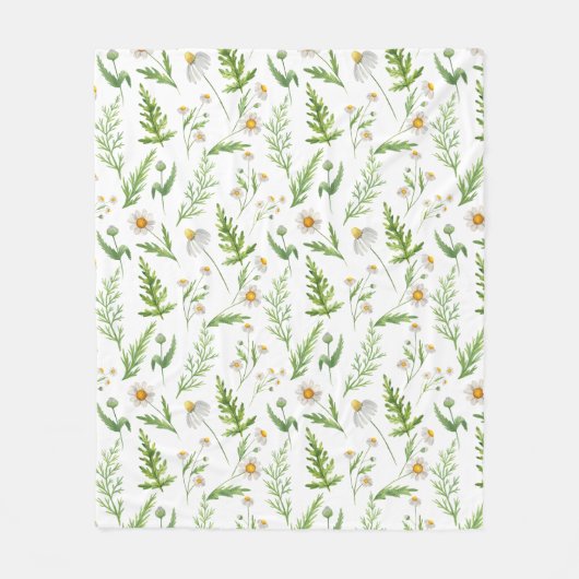 Chamomile Flower Botanical Rustitern Pattern Fleece Deken (Voorkant)