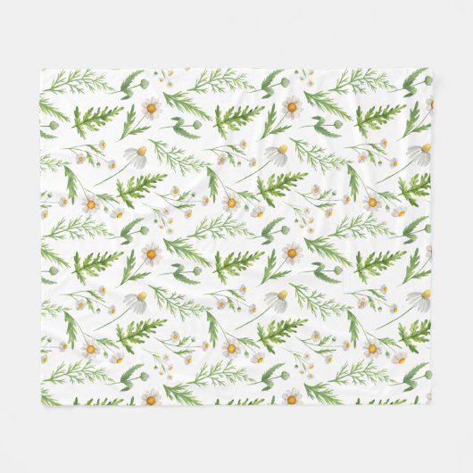 Chamomile Flower Botanical Rustitern Pattern Fleece Deken (Voorkant (Horizontaal))