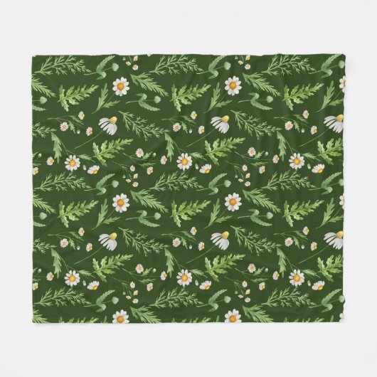 Chamomile Flower Botanical Rustitern Pattern Fleece Deken (Voorkant (Horizontaal))