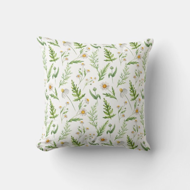 Chamomile Flower Botanical Rustitern Pattern Kussen (Voorkant)