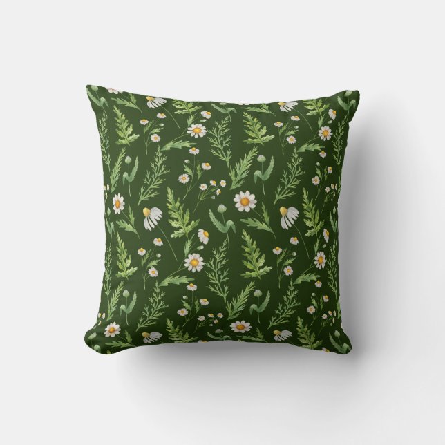 Chamomile Flower Botanical Rustitern Pattern Kussen (Voorkant)