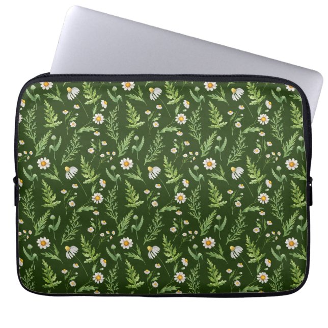 Chamomile Flower Botanical Rustitern Pattern Laptop Sleeve (Voorkant)