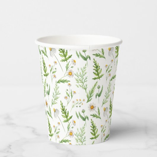 Chamomile Flower Botanical Rustitern Pattern Papieren Bekers (Rechts)