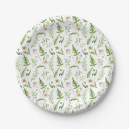 Chamomile Flower Botanical Rustitern Pattern Papieren Bordje