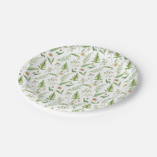 Chamomile Flower Botanical Rustitern Pattern Papieren Bordje (Gekanteld)