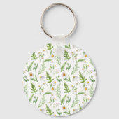Chamomile Flower Botanical Rustitern Pattern Sleutelhanger (Voorkant)