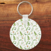 Chamomile Flower Botanical Rustitern Pattern Sleutelhanger (Voorkant)
