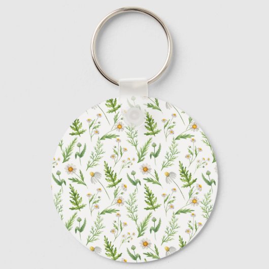 Chamomile Flower Botanical Rustitern Pattern Sleutelhanger (Achterkant)