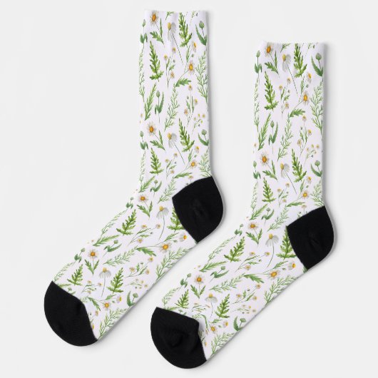 Chamomile Flower Botanical Rustitern Pattern Sokken (Links)