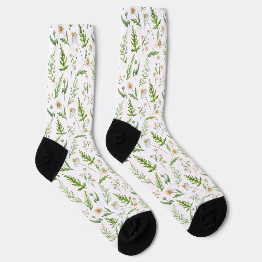 Chamomile Flower Botanical Rustitern Pattern Sokken (Rechts)