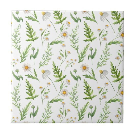 Chamomile Flower Botanical Rustitern Pattern Tegeltje (Voorkant)