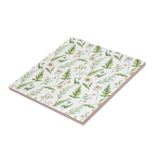 Chamomile Flower Botanical Rustitern Pattern Tegeltje (Zijkant)