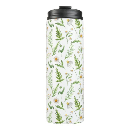 Chamomile Flower Botanical Rustitern Pattern Thermosbeker (Voorkant)
