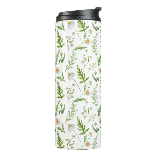 Chamomile Flower Botanical Rustitern Pattern Thermosbeker (Gedraaid links)