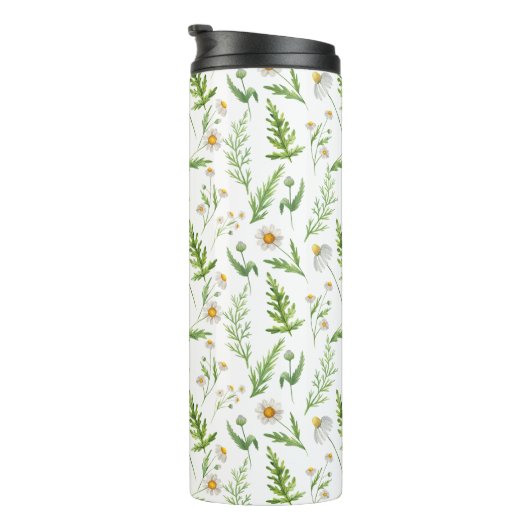 Chamomile Flower Botanical Rustitern Pattern Thermosbeker (Geroteerd rechts)