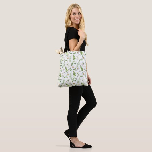 Chamomile Flower Botanical Rustitern Pattern Tote Bag (Op model)