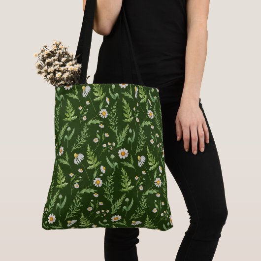 Chamomile Flower Botanical Rustitern Pattern Tote Bag (Dichtbij)