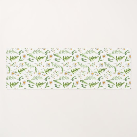 Chamomile Flower Botanical Rustitern Pattern Yogamat (Voorkant (horizontaal))