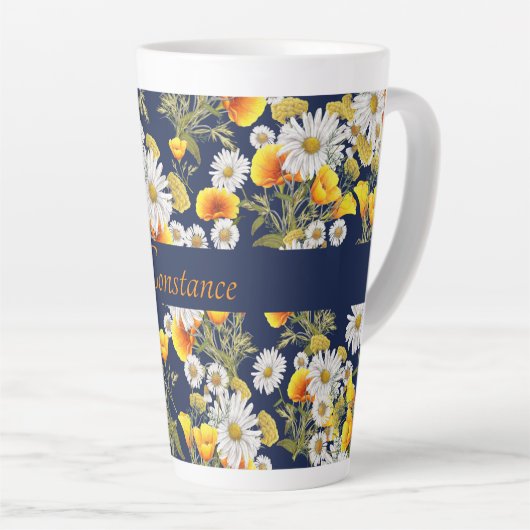 Chamomile & Poppies Patroon op maat Latte Mok (Rechterhoek)