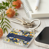  Chamomile & Poppies Patroon op maat Sleutelhanger (Voorkant Rechts)