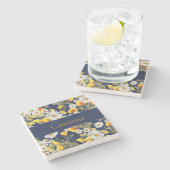 Chamomile & Poppies Patroon op maat Stenen Onderzetter (Zijkant)