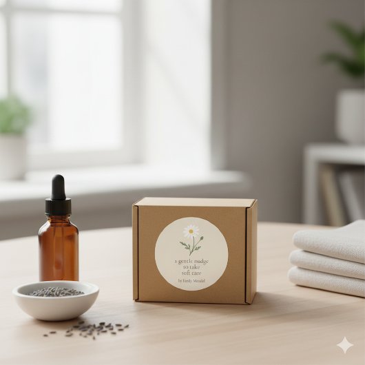 Chamomile Sprig - Soft Cream Ronde Sticker