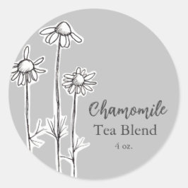 Chamomile Tea Blend Herb Flowers Grey Ronde Sticker