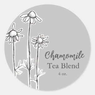 Chamomile Tea Blend Herb Flowers Grey Ronde Sticker