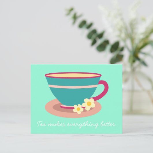 Chamomile tea voor theeliefhebbers briefkaart (Staand voorkant)
