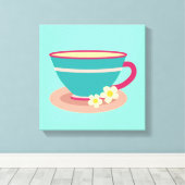 Chamomile tea voor theeliefhebbers canvas afdruk (Insitu (Houten vloer))