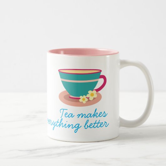 Chamomile tea voor theeliefhebbers tweekleurige koffiemok (Rechts)