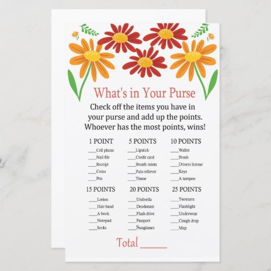 Chamomile What's in your purse game (Voorkant / Achterkant)