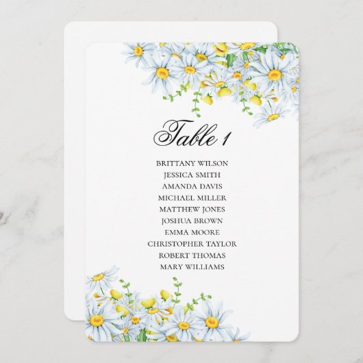Chamomile zitkaart. Zomerbloemen bruiloft Kaart (Voorkant / Achterkant)