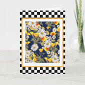 Chamomiles Poppies en Checkerboard Notitiekaartje (Voorkant)