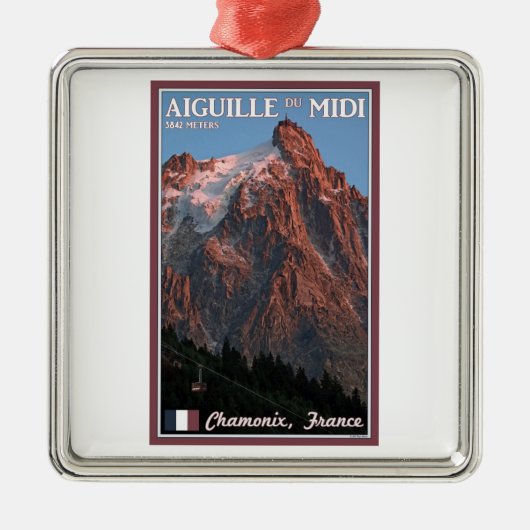 Chamonix - Aiguille du Midi Metalen Ornament (Voorkant)