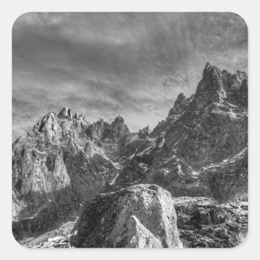 Chamonix Alps Panorama Vierkante Sticker (Voorkant)