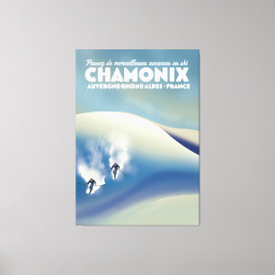 Chamonix - Auvergne-Rhône-Alpes France ski poster Canvas Afdruk