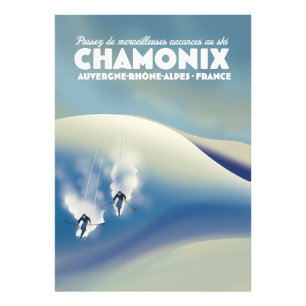 Chamonix - Auvergne-Rhône-Alpes Frankrijk ski post Foto Afdruk