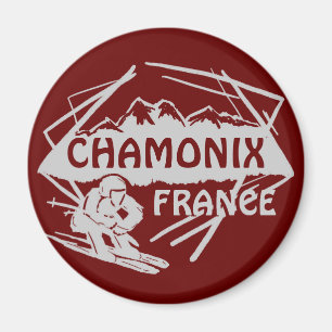 Chamonix France red ski logo art magnet