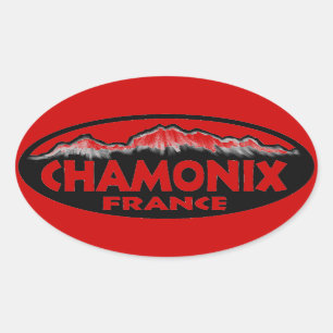 Chamonix France rode ovale stickers