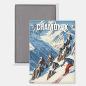 Chamonix France Skiën Magneet (Voorkant / Achterkant)