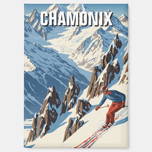 Chamonix France Skiën Magneet (Voorkant)